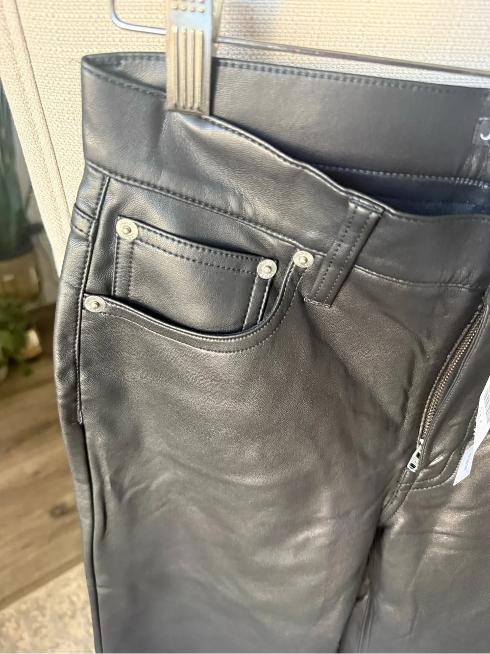 J. Crew Slim Wide-Leg Faux Leather Pants NWT Black Size 24 MSRP $158